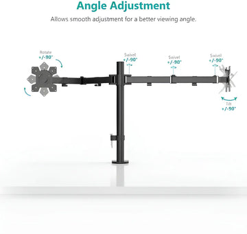 Soporte Para 2 Monitores Doble Dual Escritorio Wali M002-32 Negro Tamaño de 13" a 32"