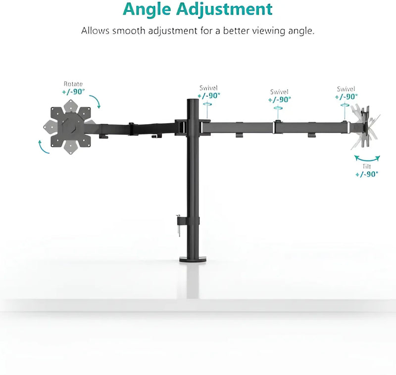 Soporte Para 2 Monitores Doble Dual Escritorio Wali M002-32 Negro Tamaño de 13" a 32"