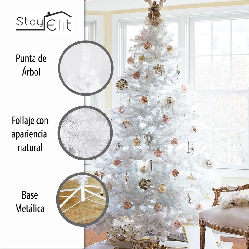 Árbol De Navidad Artificial Blanco 1.70 M Alta Calidad