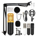 Kit Micrófono Condensador + Tarjeta Sonido Bluetooth V8 Negro