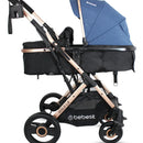 Coche Bebé Reclinable Moises Bebesit Gold Lx, Plegable Azul Chasis Dorado