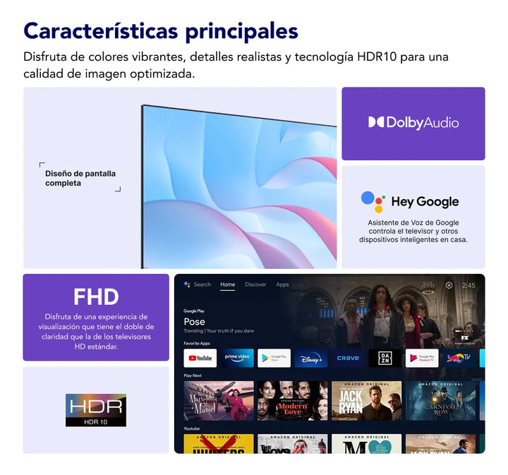 Televisor Iffalcon (by Tcl) Iff43s53 43 Pulgadas Led Fhd Fhd Smart Tv Con Android Tv Y Control Por Voz