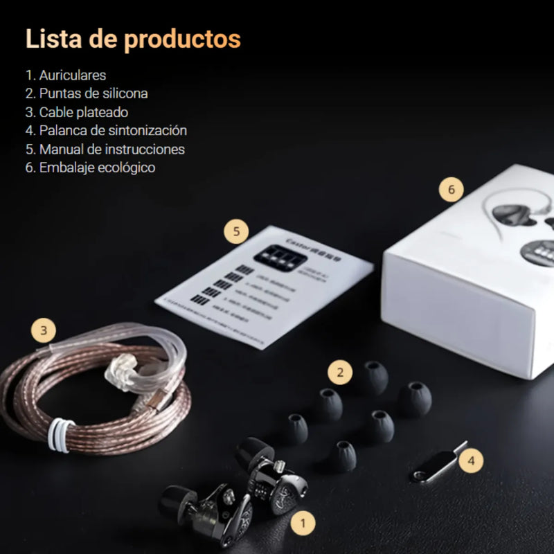 Audífonos Kz Castor Bass Edition Microfono In Ear 4 Driver Negro