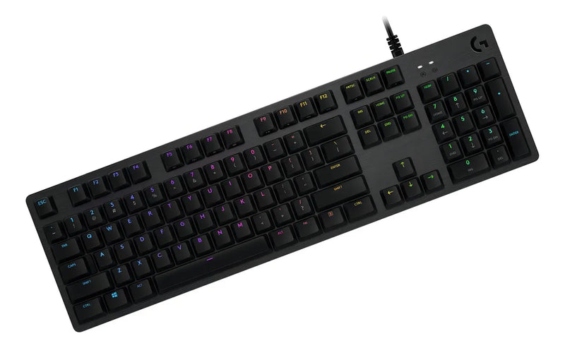 Teclado gamer Logitech G Serie G QWERTY GX Blue inglés US color carbón con luz RGB