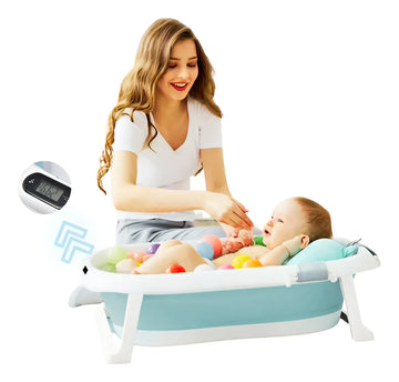 Tina Bañera Para Bebe Plegable Con Termometro Viaje Portatil