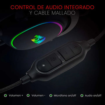 Auriculares Gamer Redragon Gamer Zeus X H510 Rgb Led Usb Negro