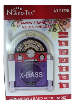 Radio Parlante Rokola Retro Nano-tec R1228 3 Bandas Fm Rojo