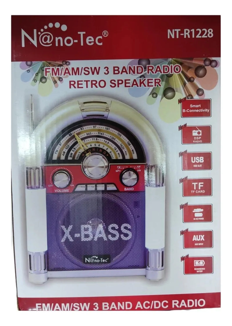 Radio Parlante Rokola Retro Nano-tec R1228 3 Bandas Fm Rojo