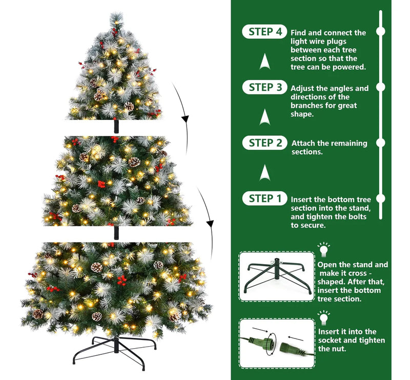 Arbol De Navidad Preiluminado De 7 Pies, Pino Artificial De
