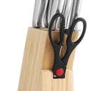 Juego De Cuchillos En Acero Inoxidable Con Base En Madera Sb Plateado