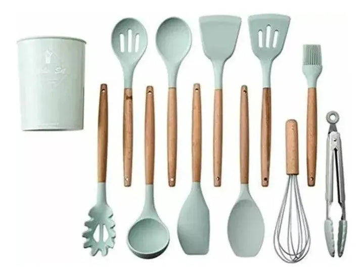 Set Utensilios De Cocina Silicona X12 Pzs Antiadherente Disponible