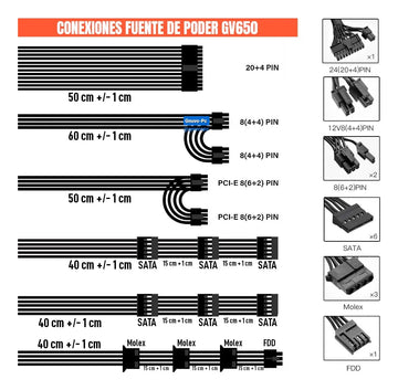 Fuente Poder 650w Reales 80 Plus Bronce Power Supply 650 W Negro
