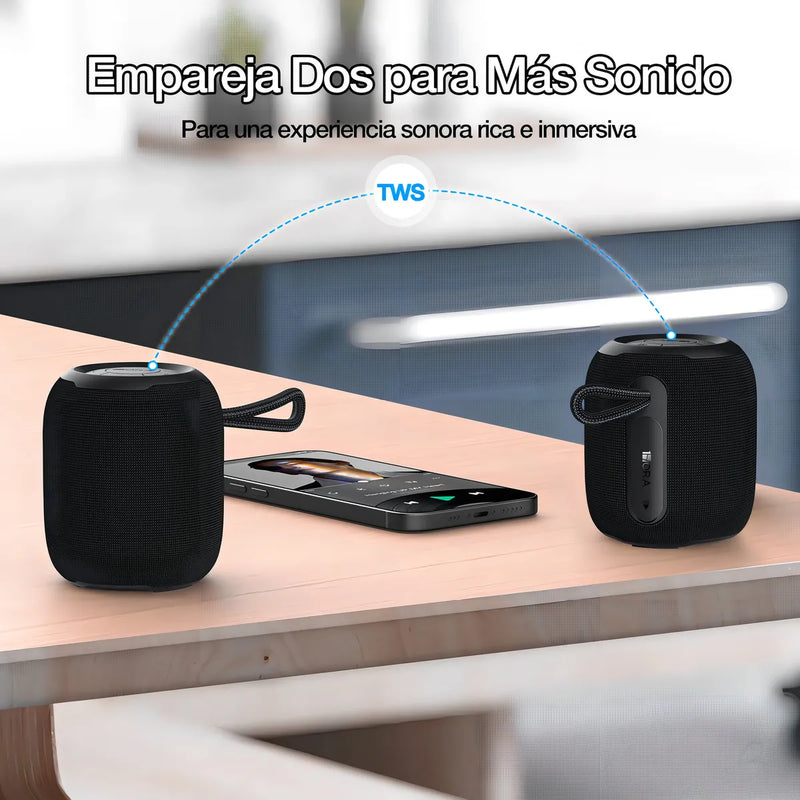 Parlante Bluetooth Portátil 1Hora Inalámbrica Portátil Altavoces Soporte Aux Micro Sd Tf Tarjeta Altavoz para Fiesta Negro