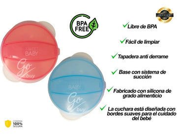 Set Tazon Cuchara Bowl Antideslizante Para Bebe Antiderrame Color