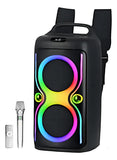 Parlante Mochila Ndr 6603 Bluetooth Karaoke Con Luces Color Negro