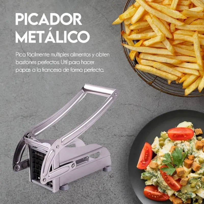 Picador De Verduras Metálico Cortador Rebanador Papas Hogar