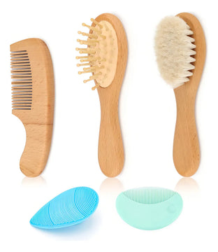 Juego De Cepillo Y Peine Para El Pelo Del Bebé, 5 En 1, Ce. Color Azul
