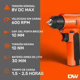 Taladro Atornillador Inalámbrico 8v Daewoo Dacd8v 10mm Naranja 50 Hz/60 Hz