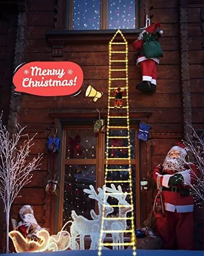 Set Luces Led De Escalera Navideña 10' Con Santa Claus