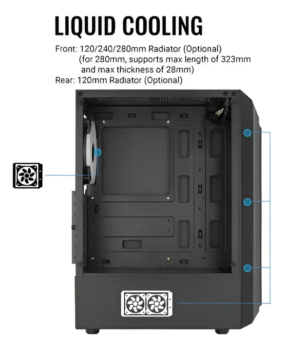 Gabinete Chasis Gamer Aerocool Bionic Fan Y Tira Rgb Vidrio Color Blanco