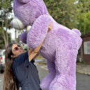 Oso De Peluche Gigante 1,60 + Moño + 3 Globos Lila