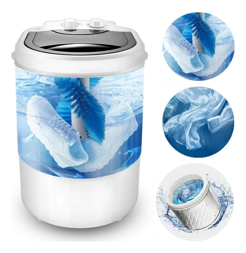 Mini Lavadora Portátil, Semiautomática Azul/blaco
