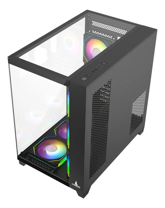Gabinete Gamer Iceberg Atx Crystal Cube Xl Negra 7 Fans Argb Negro