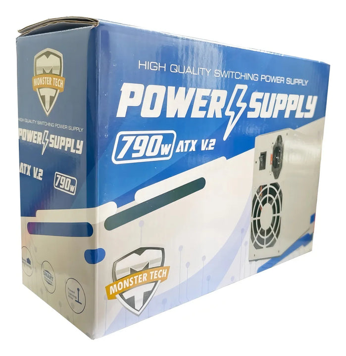 Fuente De Poder Atx 790w V.2 Pc 20-24 Pin Sata Ide Color Plateado 110V