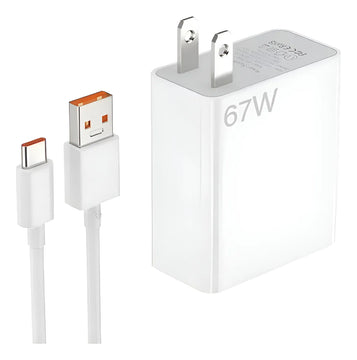 Cargador Celular Tipo C 67w Cable Carga Rápida Usb Teléfono Blanco