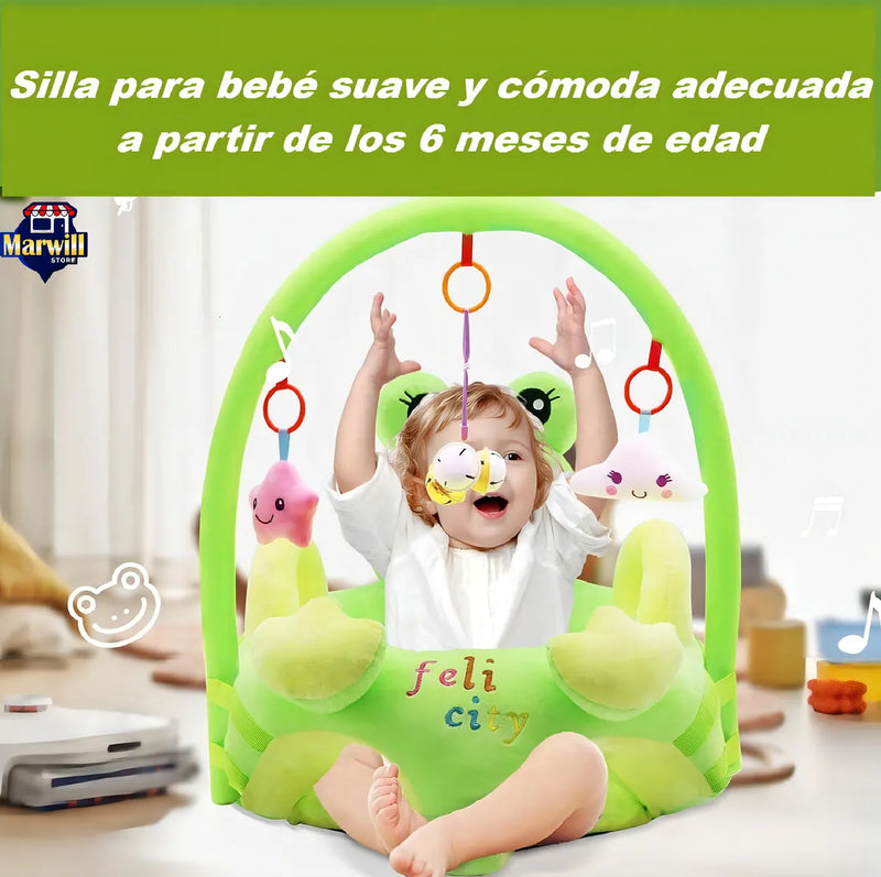 Sofá Almohada Asiento Cojin Silla Rana Aprender Sentar Portátil Felpa Suave Fácil Limpiar Seguro Cómodo Apoyo Perfecto Lindo Soporte Estable Mantener Postura Diseño Práctico Diversión Interactiva Bebé