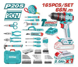 Taladro Percutor 1/2 66nm+ Kit De Herramientas 165 Pzs Total Turquesa 50 Hz/ 60 Hz