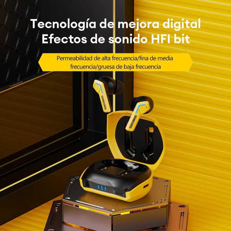 Audífonos Inalámbricos Para Juegos Transformer Tf-t06 Color Amarillo