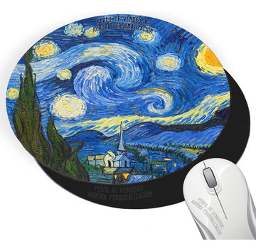 Pad Mouse Sublimado Noche Estrellada Van Gogh Arte Negro