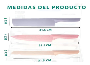 Set De Cuchillos Colores Pastel X6 Piezas Color Tonos pasteles