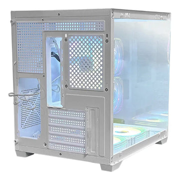 Gabinete Chasis Para Pc Gamer Pecera Argb Blanco + 5 Cooler