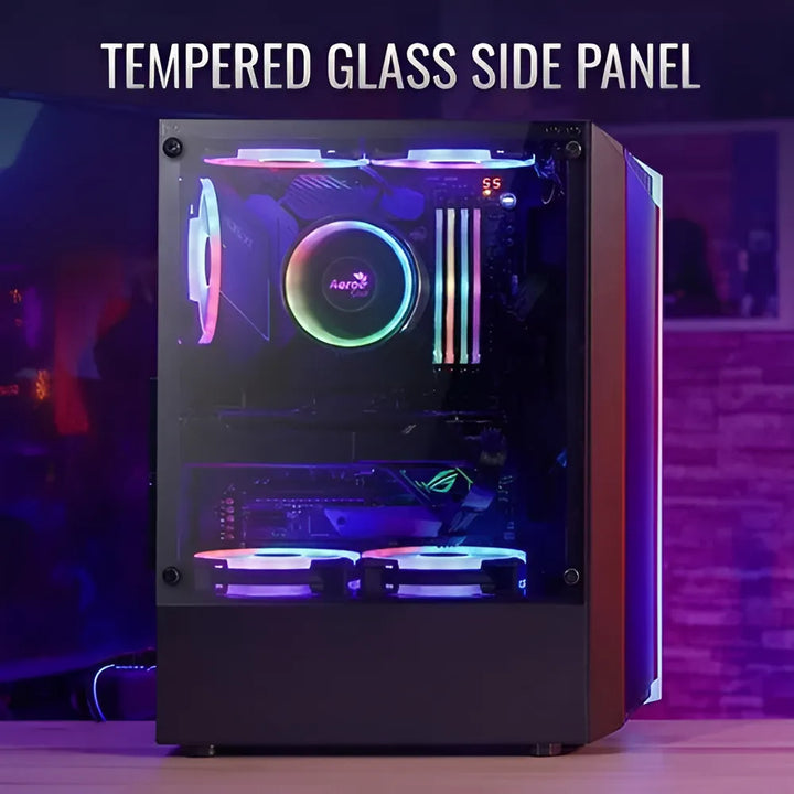 Gabinete Chasis Gamer Aerocool Bionic Fan Y Tira Rgb Vidrio Color Blanco