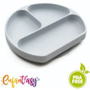 Plato Silicona Hondo Con Chupa Libre De Bpa Colores Color Gris