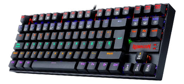 Teclado gamer Redragon Kumara K552 QWERTY español latinoamérica color negro con luz rainbow