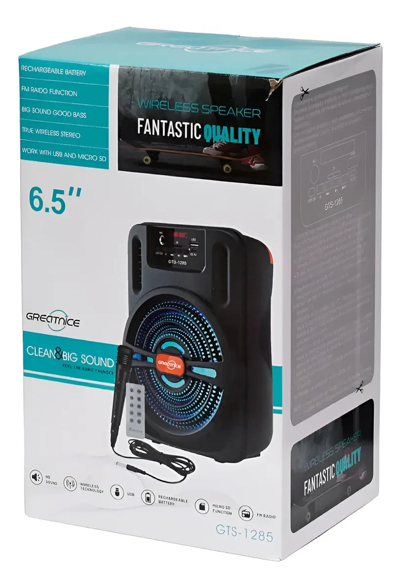 Parlante Cabina Musical Inalámbrico Micrófono Control Sonido