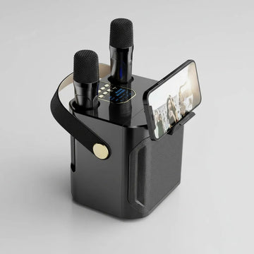 Parlante Bluetooth Karaoke Inalámbrico Con 2 Micrófonos S882 Negro