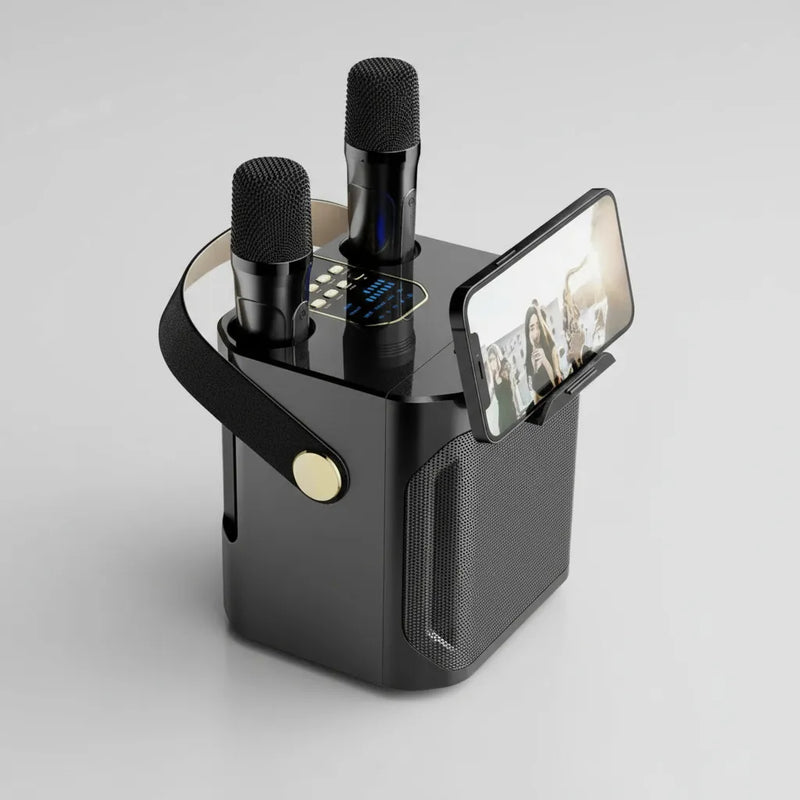 Parlante Bluetooth Karaoke Inalámbrico Con 2 Micrófonos S882 Negro