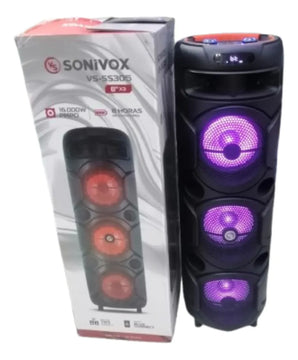 Parlante Torre De Sonido Sonivox Vs-ss305, 3 Bajos De 8 Pulg Negro