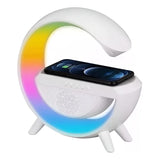 Parlante BT2301 Led Wireless Charging Speaker portátil con bluetooth blanca