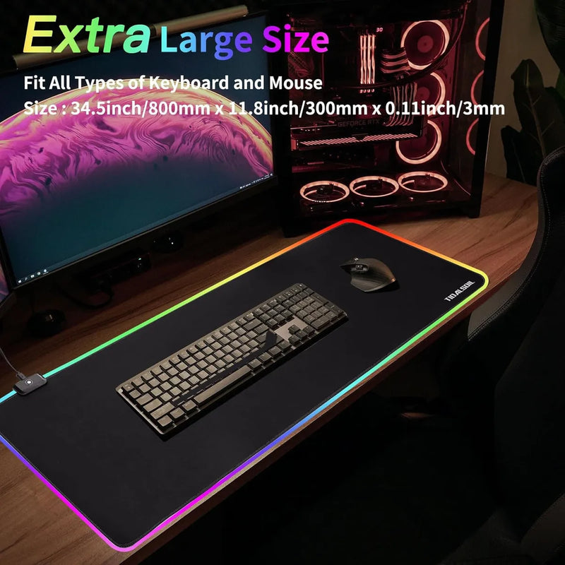 Pad Mause Gamer Rgb Largo 80 X 30cm X 4mm Color Negro
