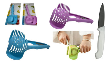 Cortadora De Frutas Verduras Y Pinzas De 2 Piezas + Cuchillo Rosa Chicle