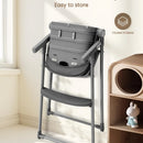 Silla Alta Plegable Para Bebés Y Niños Con Bandeja Gris