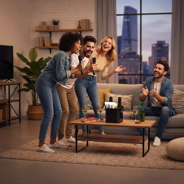Parlante Bluetooth Karaoke Inalámbrico Con 2 Micrófonos S882 Negro