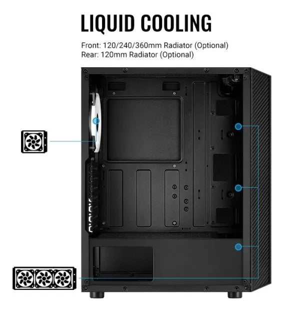 Chasis Gamer Aerocool Hive Rgb Vidrio 3 Fans Argb Negro