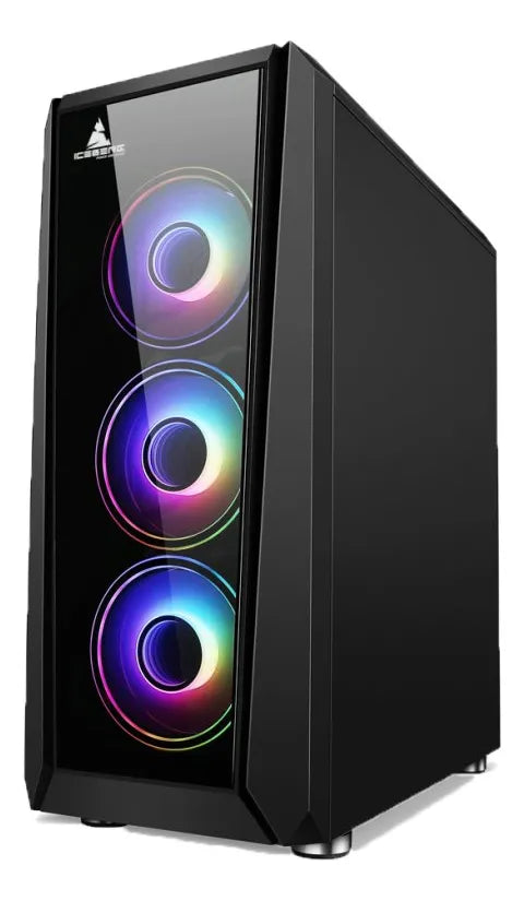 Chasis Caja Atx Gamer Iceberg Crystal G11 + 4 Fans Argb Negro