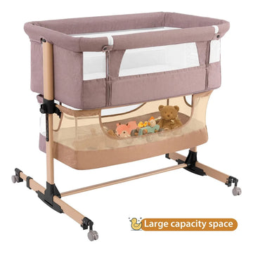 Cuna 3 En 1 Portátil Ajustable Para Bebé Color Beige Claro